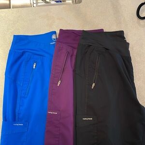 Sold Separately 
Healing Hands Scrubs
Size: M
Black  5 
Blue 1 
Purple: 1